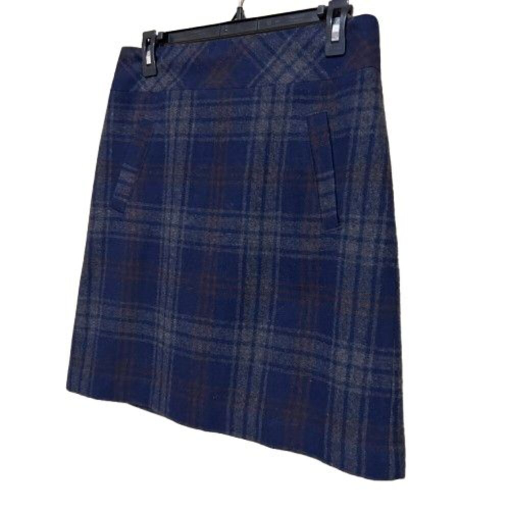 Loft Wool Blend Plaid Pencil Mini Skirt Womens Size 6 Career Casual Academia - Picture 2 of 6